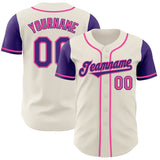 Custom Cream Purple-Pink Authentic Two Tone Baseball Jersey