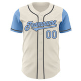Custom Cream Light Blue-Steel Gray Authentic Two Tone Baseball Jersey