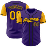 Custom Purple Gold-Black Authentic Two Tone Baseball Jersey