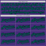 Custom Purple Teal-Black Authentic Two Tone Baseball Jersey