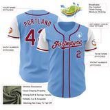 Custom Light Blue Crimson-White Authentic Two Tone Baseball Jersey