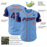 Custom Light Blue Royal-Orange Authentic Two Tone Baseball Jersey