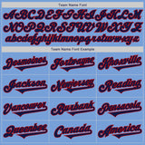 Custom Light Blue Navy-Red Authentic Two Tone Baseball Jersey