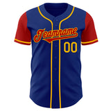 Custom Royal Red-Gold Authentic Two Tone Baseball Jersey
