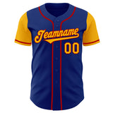 Custom Royal Gold-Red Authentic Two Tone Baseball Jersey
