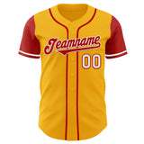 Custom Gold Red-White Authentic Two Tone Baseball Jersey