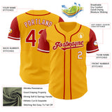 Custom Gold Red-White Authentic Two Tone Baseball Jersey