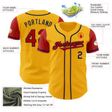 Custom Gold Red-Navy Authentic Two Tone Baseball Jersey