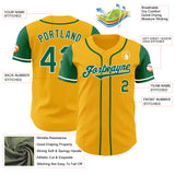 Custom Gold Kelly Green-White Authentic Two Tone Baseball Jersey