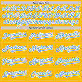 Custom Gold Light Blue-White Authentic Two Tone Baseball Jersey