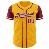 Custom Gold Crimson-White Authentic Two Tone Baseball Jersey