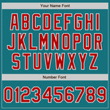 Custom Teal Red-White Authentic Two Tone Baseball Jersey