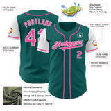 Custom Teal Pink-White Authentic Two Tone Baseball Jersey