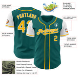 Custom Teal Gold-White Authentic Two Tone Baseball Jersey