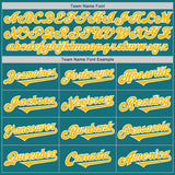 Custom Teal Gold-White Authentic Two Tone Baseball Jersey