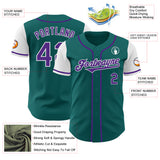 Custom Teal Purple-White Authentic Two Tone Baseball Jersey