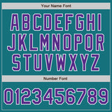 Custom Teal Purple-White Authentic Two Tone Baseball Jersey