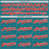 Custom Teal Red-White Authentic Two Tone Baseball Jersey