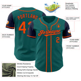 Custom Teal Orange-Navy Authentic Two Tone Baseball Jersey