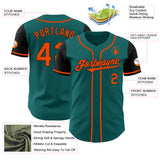 Custom Teal Orange-Black Authentic Two Tone Baseball Jersey