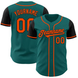 Custom Teal Orange-Black Authentic Two Tone Baseball Jersey