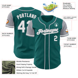 Custom Teal White-Gray Authentic Two Tone Baseball Jersey