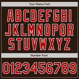 Custom Brown Red-White Authentic Two Tone Baseball Jersey