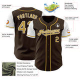 Custom Brown Old Gold-White Authentic Two Tone Baseball Jersey