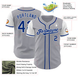 Custom Gray Royal-White Authentic Two Tone Baseball Jersey