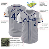 Custom Gray Navy-White Authentic Two Tone Baseball Jersey