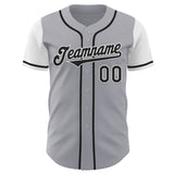 Custom Gray Black-White Authentic Two Tone Baseball Jersey