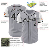 Custom Gray Black-White Authentic Two Tone Baseball Jersey
