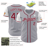 Custom Gray Crimson-White Authentic Two Tone Baseball Jersey