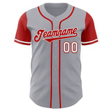 Custom Gray Red-White Authentic Two Tone Baseball Jersey