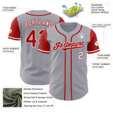 Custom Gray Red-White Authentic Two Tone Baseball Jersey