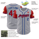 Custom Gray Red-Royal Authentic Two Tone Baseball Jersey
