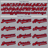 Custom Gray Red-Navy Authentic Two Tone Baseball Jersey