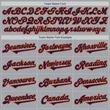 Custom Gray Navy-Orange Authentic Two Tone Baseball Jersey