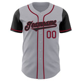 Custom Gray Black-Crimson Authentic Two Tone Baseball Jersey