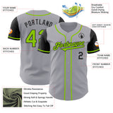 Custom Gray Neon Green-Black Authentic Two Tone Baseball Jersey