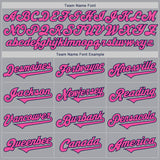 Custom Gray Pink-Navy Authentic Two Tone Baseball Jersey