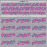 Custom Gray Pink-Teal Authentic Two Tone Baseball Jersey