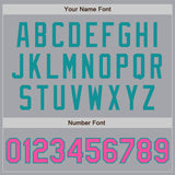 Custom Gray Pink-Teal Authentic Two Tone Baseball Jersey