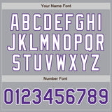 Custom Gray Purple-White Authentic Two Tone Baseball Jersey