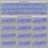Custom Gray Light Blue-Purple Authentic Two Tone Baseball Jersey