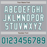 Custom Gray Teal-White Authentic Two Tone Baseball Jersey