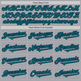 Custom Gray Teal-Navy Authentic Two Tone Baseball Jersey