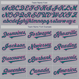 Custom Gray Teal-Pink Authentic Two Tone Baseball Jersey