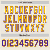Custom Cream Purple Pinstripe Gold Authentic Two Tone Baseball Jersey