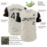 Custom Cream Black Pinstripe Black Authentic Two Tone Baseball Jersey